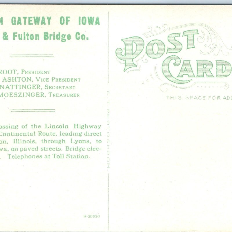 c1910s Clinton, Iowa Lyons & Fulton Bridge Advertising Postcard High Bridge A70