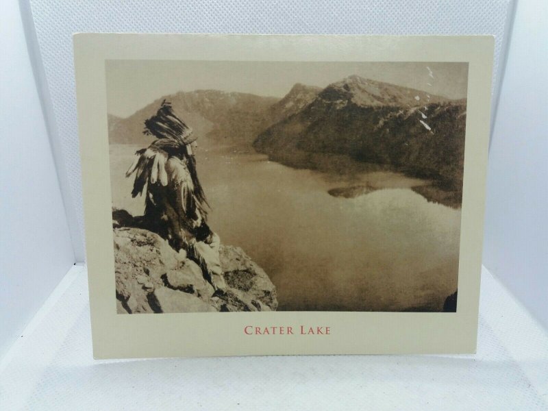 Native American Indian Chief by Crater Lake Oregon Postcard Slightly Damaged