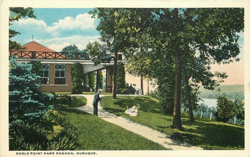 1920s Dubuque Iowa Eagle Point Park Pagoda Buettell Brothers Postcard 21-5474