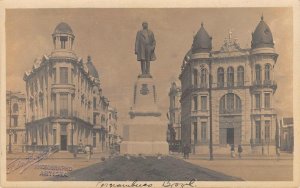 RPPC Pernambuco Brazil Statue F. du Bocage c1910s Vintage Photo Postcard