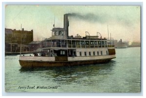 1910 Smoke Scene, Ferry Boat, Windsor Ontario Canada Antique Postcard