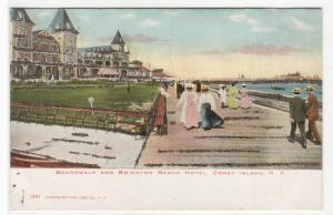 Brighton Beach Hotel Boardwalk Coney Island New York glitter postcard