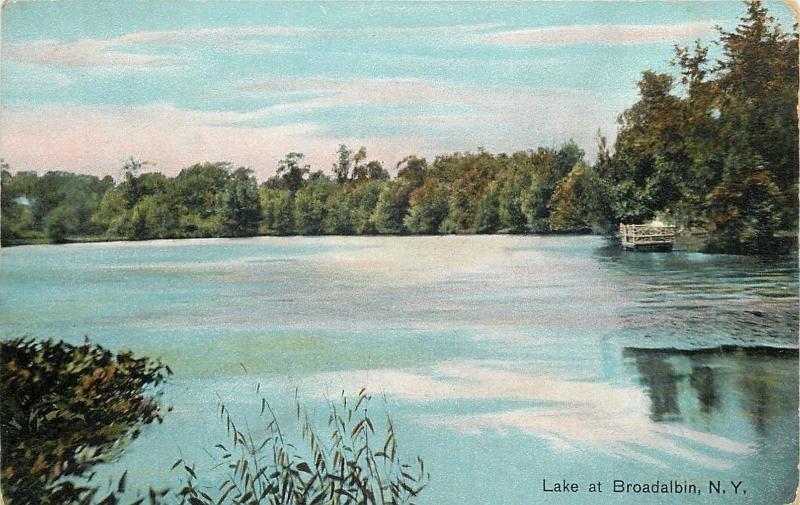 Broadalbin New York~Lake at Broadalbin~Rustic Dock Platform~1908 Postcadr