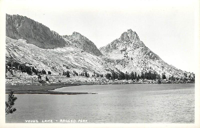 c1950 Real Photo Postcard; Young Lake, Ragged Peak Yosemite CA Sierra Nevada Mts