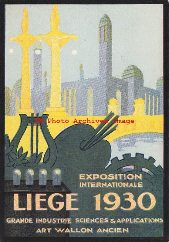 Advertising Poster Style Postcard, Exposition International Liege 1930, Belgium 