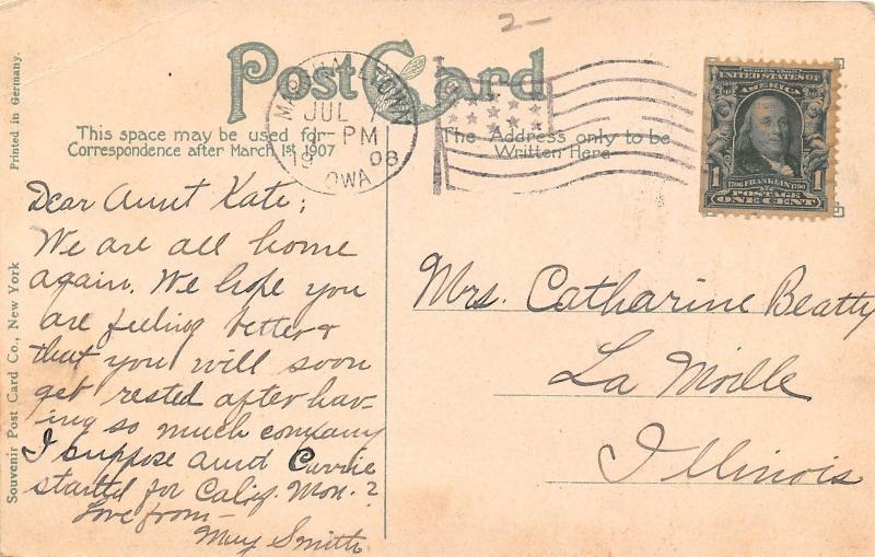 Marshalltown Iowa~US Post Office Corner Street View~1908 Postcard