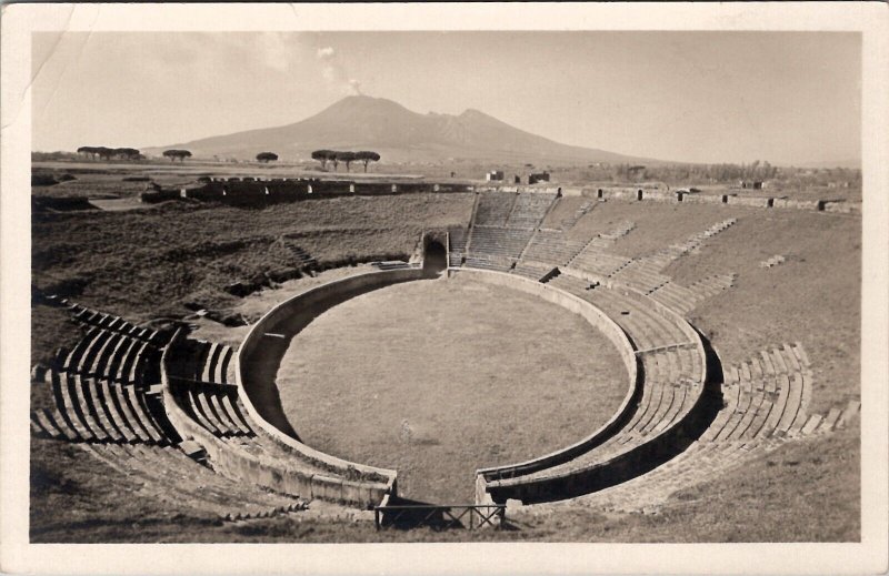 Pompei Amphitheater RPPC Roman Gladiator Contests Real Photo Postcard Z15