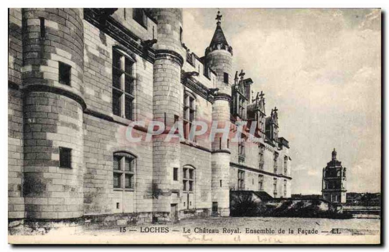 Old Postcard Loches Chateau Royal Ensemble of Frontage