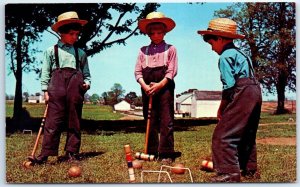 Amish Boys playing Croquet - Greetings, From The Amish Country - Pennsylvania