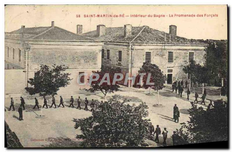 Postcard Old Steam Bagnard Ile de Re Saint Martin Inside the prison Parkway f...