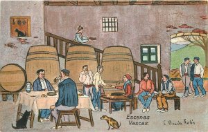 Postcard C-1910 Spain Beer Hall Drinking humor art Galarza 23-5409