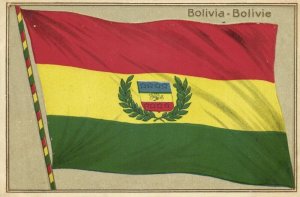 Bolivia National Flag (1910s) Embossed Patriotic Postcard