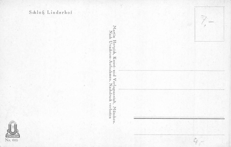 Germany Schloss Linderhof Castle vintage postcard