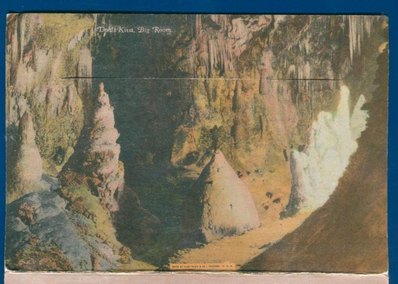 Carlsbad Caverns New Mexico postcard folder linen foldout nm