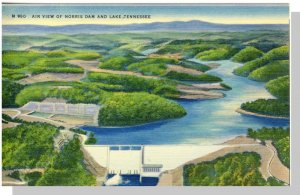 Colorful Tennessee/TN Postcard, Norris Dam/Lake Air View