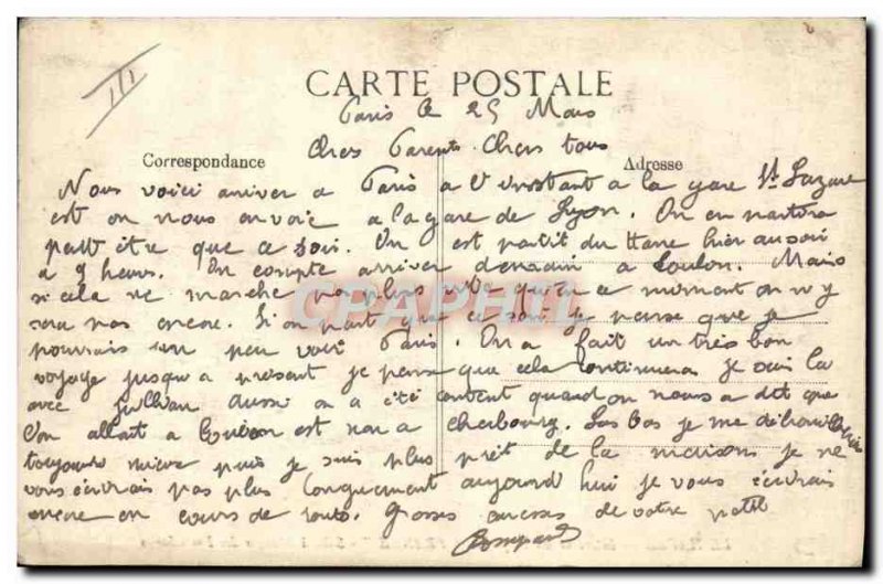 Postcard Old Ship SS France Dining room Le Havre