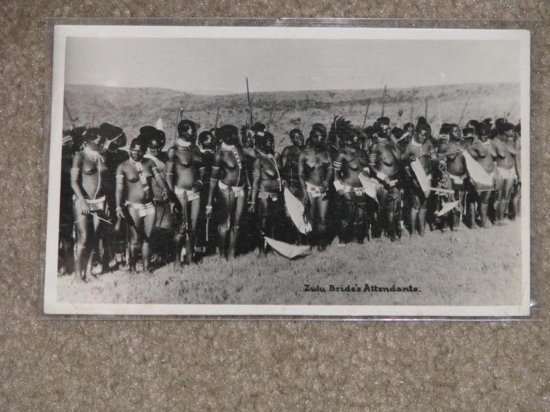 Zulu Bride`s Attendants, used vintage card (1938) actual photo