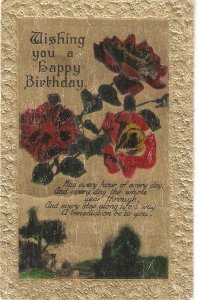 Roses. Birthday Message Tuck Art Metal Birthday Greetings Series PC # 235