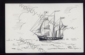 pen125 - Original Pen & Ink Postcard - US Clyde Line Ship - John S McKim of 1844