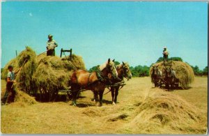 Greetings from Sebewaing MI Harvest Scene Vintage Postcard B23