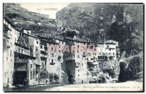 Old Postcard Dauphine Pont Royans houses suspended over the Bourne