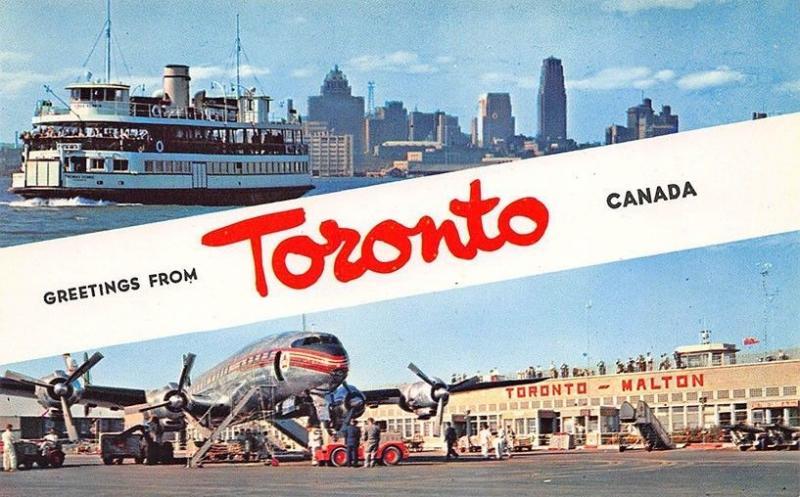 Canada Toronto - Malton - Airport Prop Airplane Ferry Boat Postcard