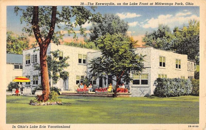 Mitiwanga Park Ohio Keewaydin On Lake Front Linen Antique Postcard K21464