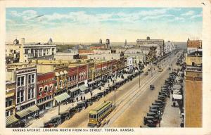 Topeka Kansas Avenue Street Scene Historic Bldgs Antique Postcard K42859