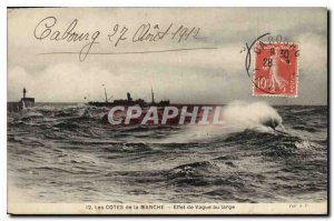 Old Postcard Cabourg Les Cotes Channel Effect Wave off boat