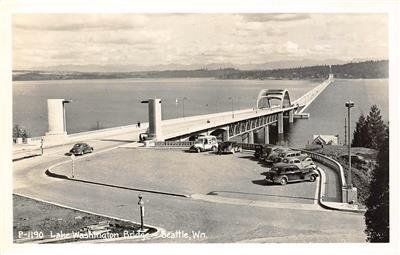 RPPC Lake Washington Bridge SEATTLE, WA Vintage ca 1940s Postcard