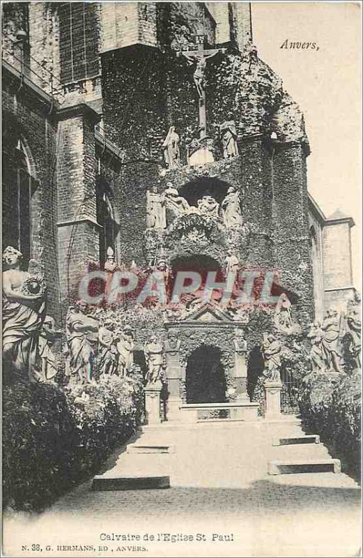 Old Postcard Antwerp Calvary Church St Paul