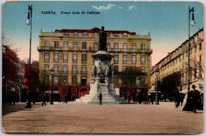 Lisboa Praca Luis De Camoes Lisbon Portugal Monumental Statue Postcard