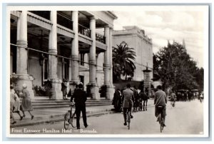 c1910's Front Entrance Hamilton Hotel Bermuda, Bicycle RPPC Photo Postcard 