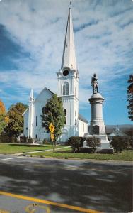 MANCHESTER, VT Vermont FIRST CONGREGATIONAL CHURCH~War Memorial  Chrome Postcard