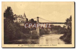 Old Postcard La Roche Posay suspension bridge seen from upstream