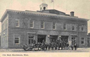 City Hall Fire Department Hutchinson Minnesota 1923 postcard