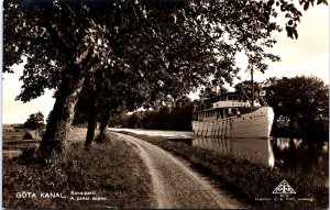 Sweden Göta Kanal Kanal Parti A Canal Scene Göta älv Vintage RPPC 09.75