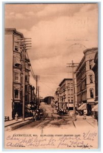 1907 Milwaukee Street Looking East Janesville Wisconsin WI Tuck's Postcard