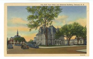 NH - Concord. City Hall, Post Office, Historical Building & Street Scene ca 1940