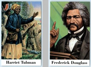 2 Postcards CIVIL WAR Abolitionists 1994 ~ HARRIET TUBMAN, FREDERICK DOUGLASS