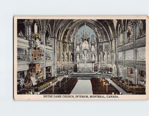 Postcard Interior Notre Dame Church Montreal Canada