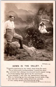 Down In The Valley Little Poem Couple Romantic Real Photography Postcard