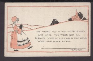 We Missed You in Our Sunday School and Hope You are Not ILL - Teacher - Und/B