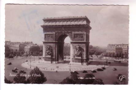 Real Photo, Place de l'Etoile, Arch de Triumph, Paris France,