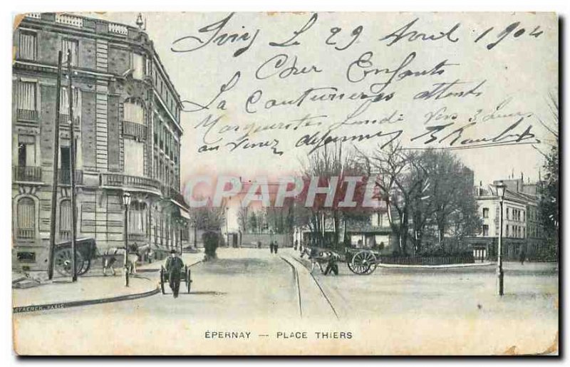 Old Postcard Epernay Place Thiers