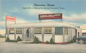 Midway Harrisburg & Lancaster PA Clearview Diner on Route 230 Linen Postcard