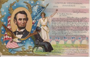 LINCOLN CENTENNIAL 1909 Patriotic Flag, Martyred President, Embossed, Civil War