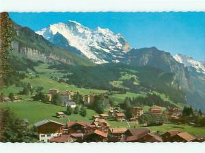 Wengen Mit Jengfrau Town Mountains Switzerland Aerial View  Postcard # 7160