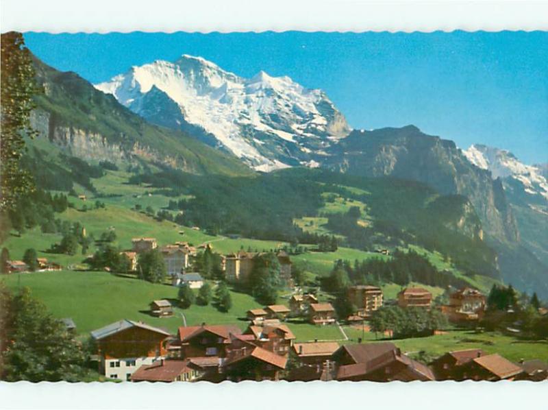 Wengen Mit Jengfrau Town Mountains Switzerland Aerial View  Postcard # 7160