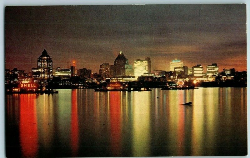 Aerial View Postcard Vancouver Skyline as seen from Stanley Park B.C., Canada